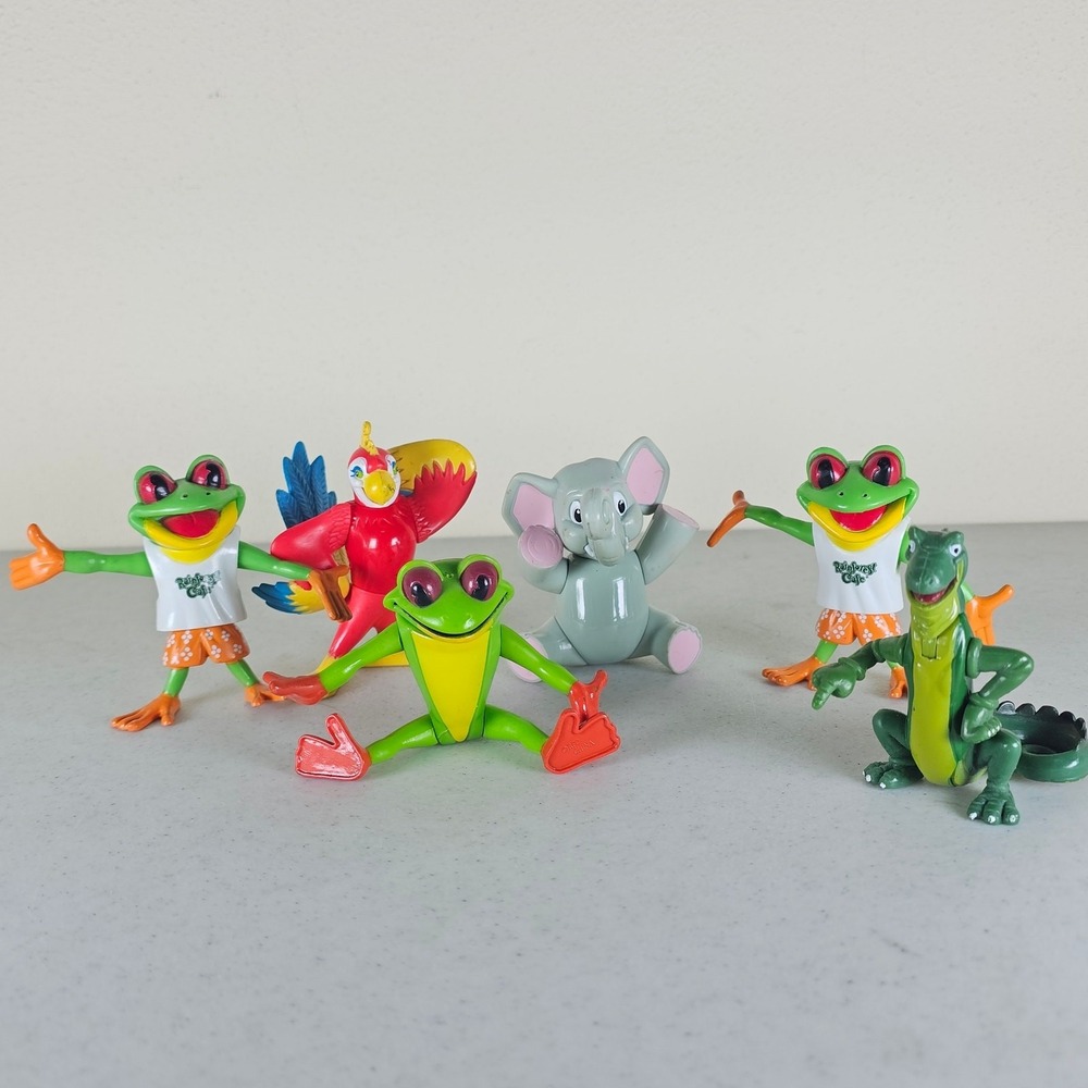 Vintage 2000s Rain Forrest Cafe Poseable PVC Animal Characters 6 piece lot